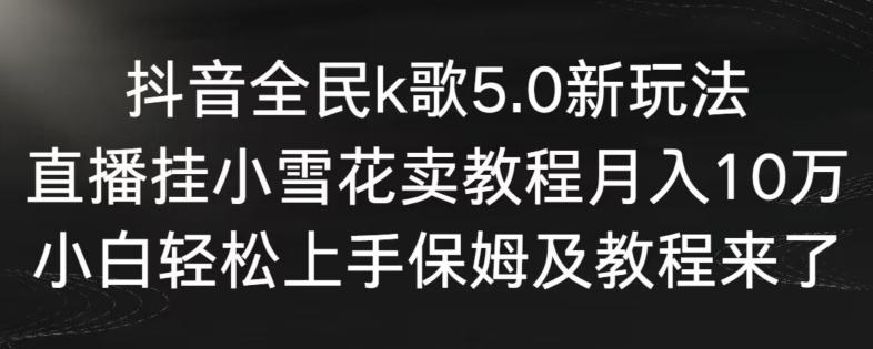 抖音全民k歌5.0新玩法，直播挂小雪花卖教程月入10万，小白轻松上手，保姆及教程来了【揭秘】-heixxmi