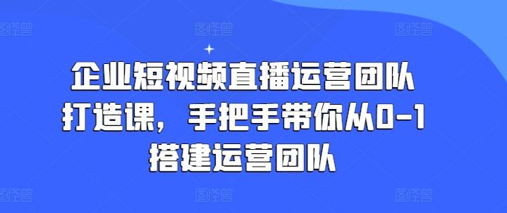 企业短视频直播运营团队打造课，手把手带你从0-1搭建运营团队-heixxmi