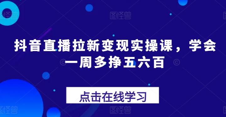 抖音直播拉新变现实操课，学会一周多挣五六百-heixxmi