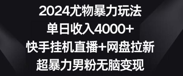 2024尤物暴力玩法，单日收入4000+，快手挂机直播+网盘拉新，超暴力男粉无脑变现【揭秘】-heixxmi