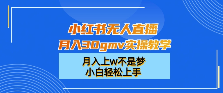 小红书无人直播月入30gmv实操教学，月入上w不是梦，小白轻松上手【揭秘】-heixxmi