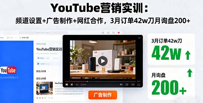 YouTube营销实训：频道设置+广告制作+网红合作，3月订单42w刀月询盘200+-heixxmi