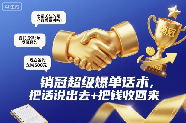 销冠超级爆单话术，把话说出去+把钱收回来-heixxmi