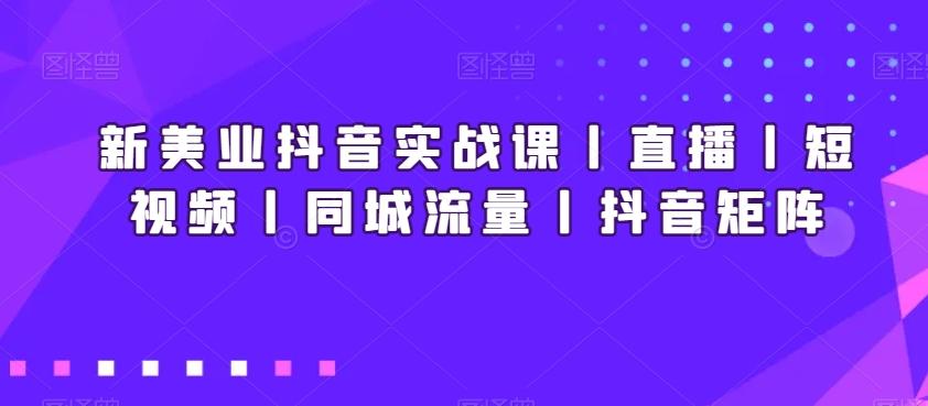 新美业抖音实战课丨直播丨短视频丨同城流量丨抖音矩阵-heixxmi