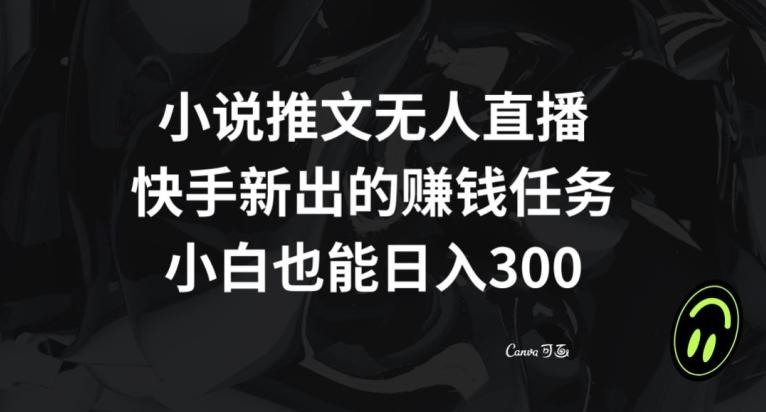 小说推文无人直播，快手新出的赚钱任务，小白也能日入300+【揭秘】-heixxmi