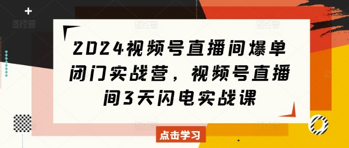 2024视频号直播间爆单闭门实战营，视频号直播间3天闪电实战课-heixxmi