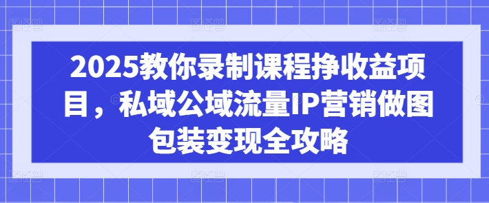 2025教你录制课程挣收益项目，私域公域流量IP营销做图包装变现全攻略-heixxmi