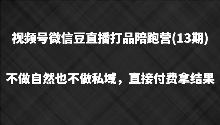 视频号微信豆直播打品陪跑(13期)，不做不自然流不做私域，直接付费拿结果-heixxmi