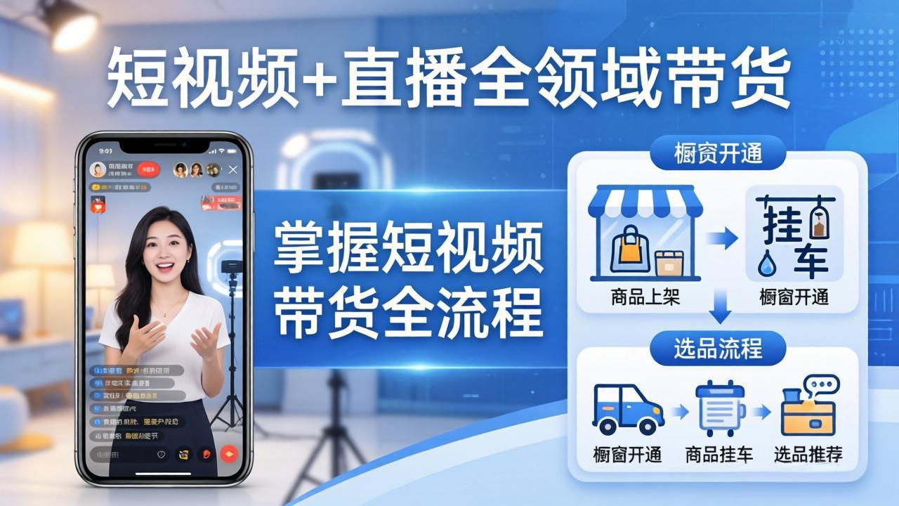 短视频+直播全领域带货：掌握橱窗开通、挂车、选品、爆款文案改编等短视频带货全流程-heixxmi