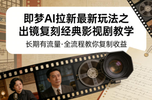 即梦AI拉新最新玩法之出镜复刻经典影视剧教学，长期有流量，全流程教你复制收益-heixxmi