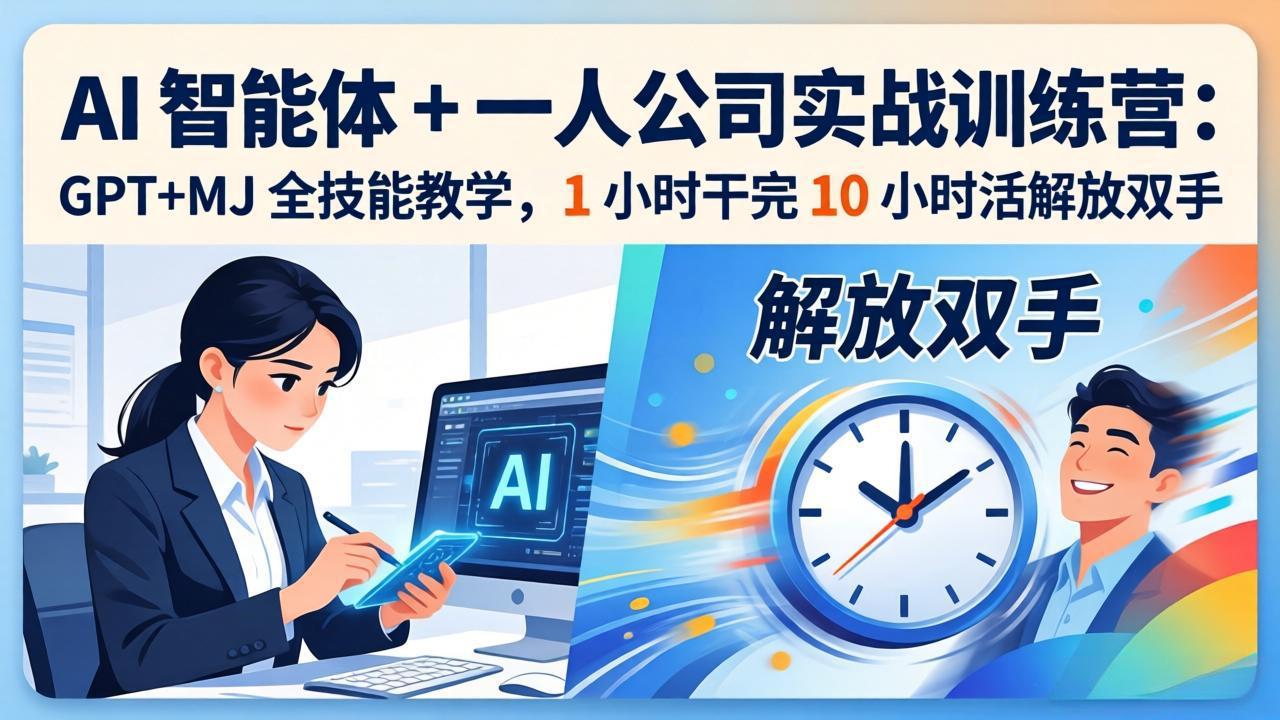AI 智能体 + 一人公司实战训练营：GPT+MJ 全技能教学，1 小时干完 10 小时活解放双手-heixxmi