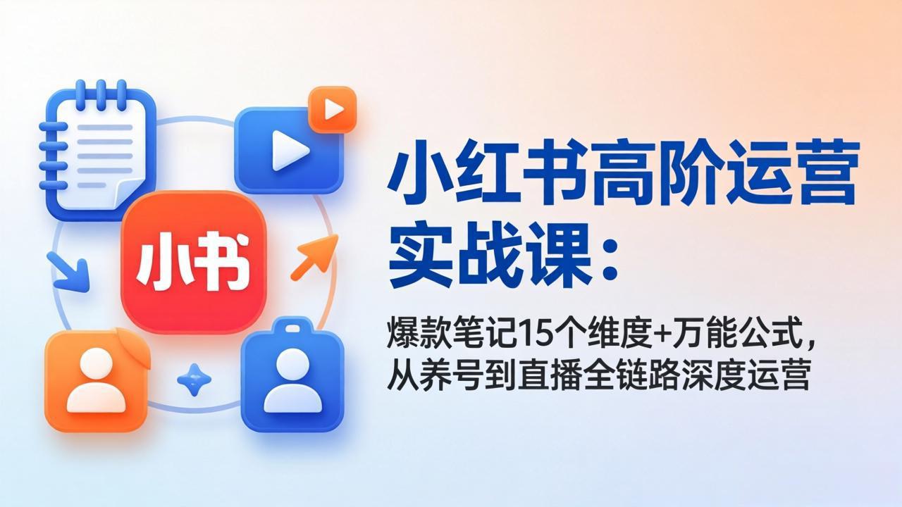 小红书高阶运营实战课：爆款笔记15个维度+万能公式，从养号到直播全链路深度运营-heixxmi