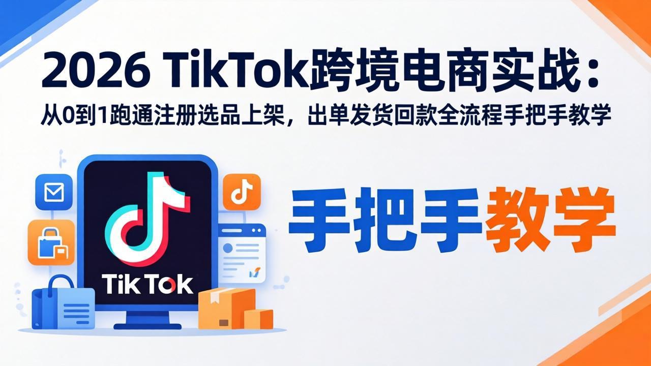 2026TikTok跨境电商实战：从0到1跑通注册选品上架，出单发货回款全流程手把手教学-heixxmi