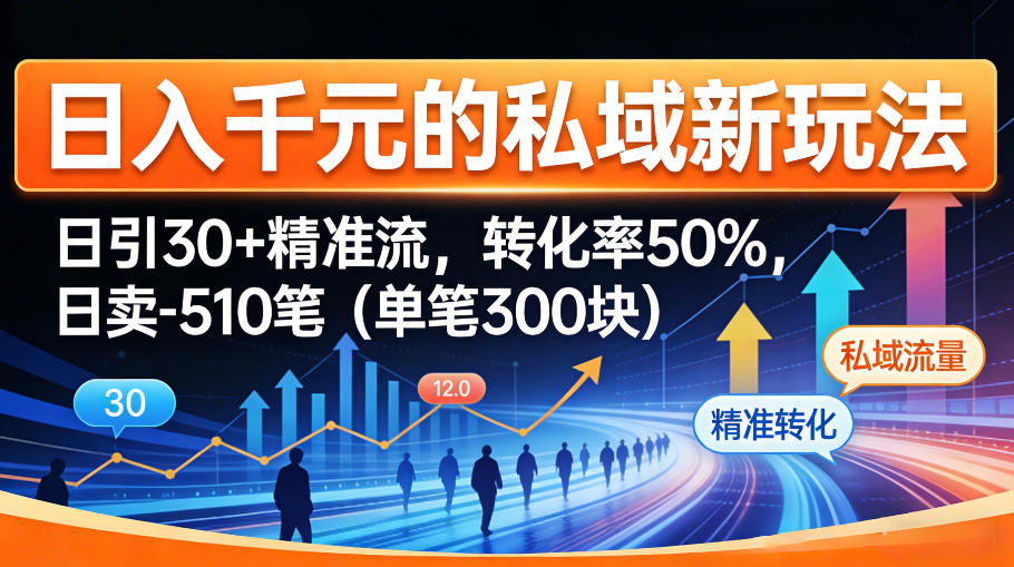 日入千米的私域新玩法：日引30＋精准流，转化率50%，日卖5-10笔(单笔300米)-heixxmi
