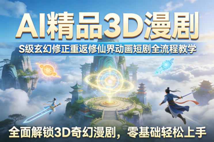 AI精品3D漫剧S级玄幻修正重返修仙界动画短剧全流程教学，全面解锁3D奇幻漫剧，零基础轻松上手-heixxmi