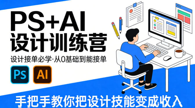 设计接单必学，PS+AI设计训练营，从0基础到能接单，手把手教你把设计技能变成收入-heixxmi