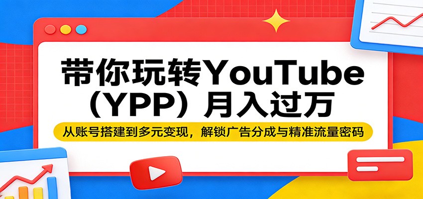 带你玩转YouTube(YPP)月入过万：从账号搭建到多元变现，解锁广告分成与精准流量密码-heixxmi