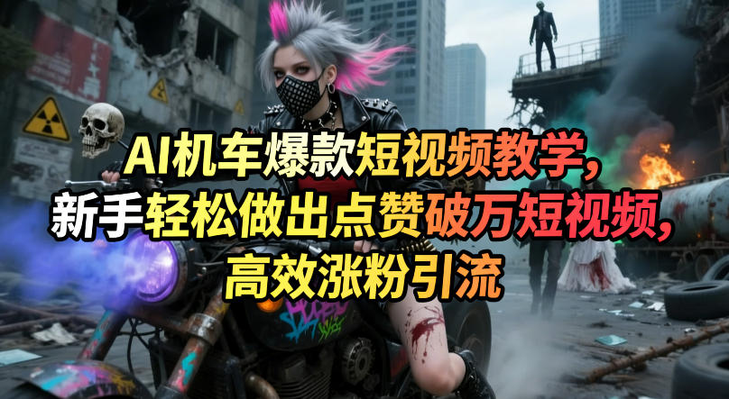 AI机车爆款短视频教学，新手轻松做出点赞破万短视频，高效涨粉引流-heixxmi