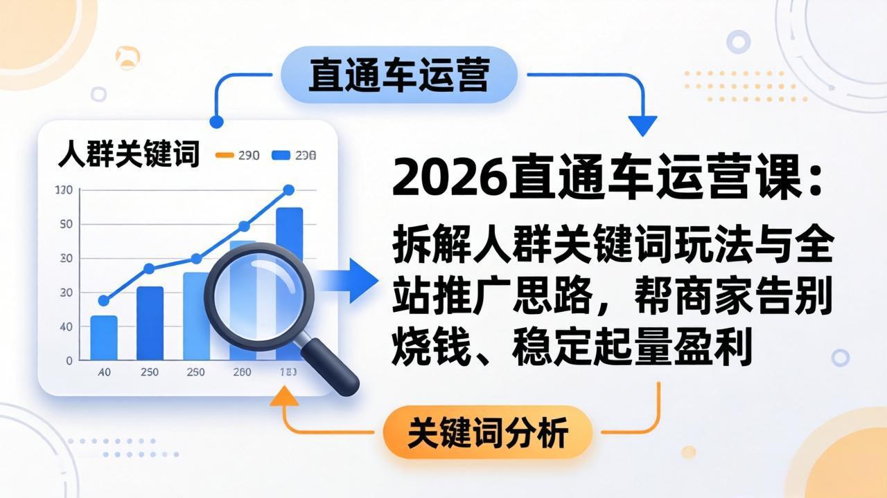 2026直通车运营课：拆解人群关键词玩法与全站推广思路，帮商家告别烧钱、稳定起量盈利-heixxmi