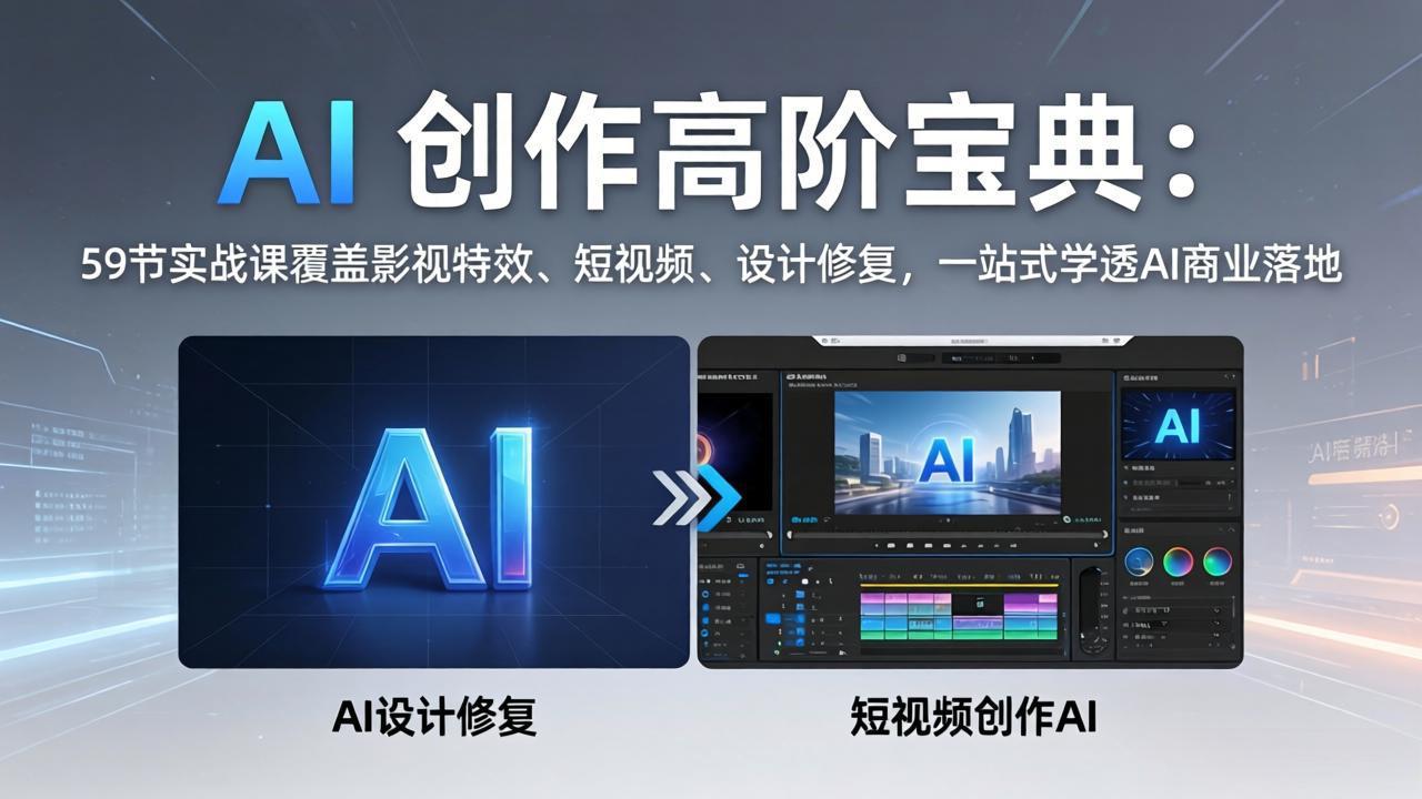 AI 创作高阶宝典：59节实战课覆盖影视特效、短视频、设计修复，一站式学透AI商业落地-heixxmi