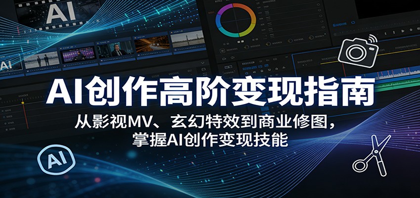 AI创作高阶变现指南：从影视MV、玄幻特效到商业修图，掌握AI创作变现技能-heixxmi