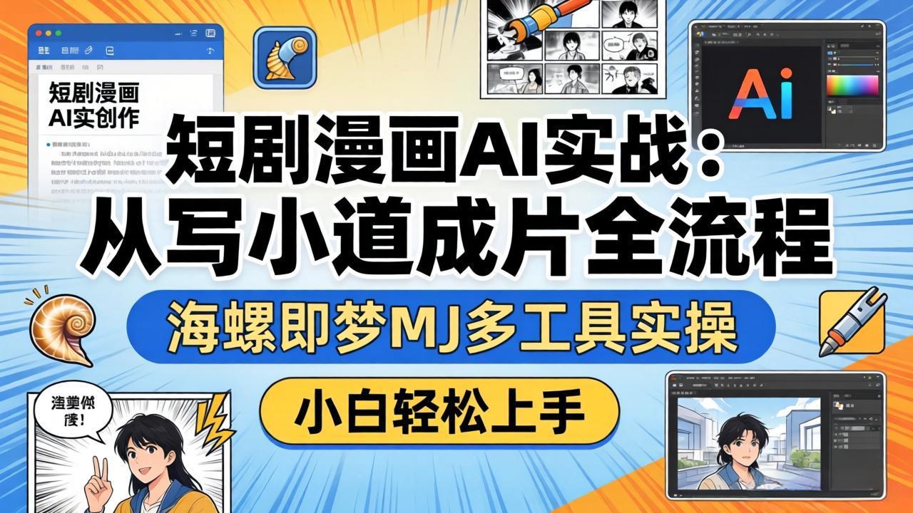 短剧漫画AI实战：从写小说到成片全流程，海螺即梦MJ多工具实操，小白轻松上手-heixxmi