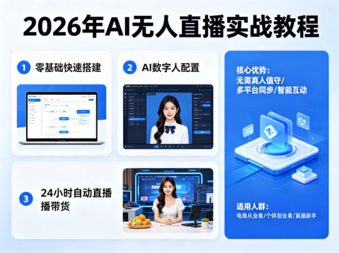2026年AI无人直播实战教程，零基础也能快速搭建AI数字人无人直播间，实现24小时自动直播带货-heixxmi