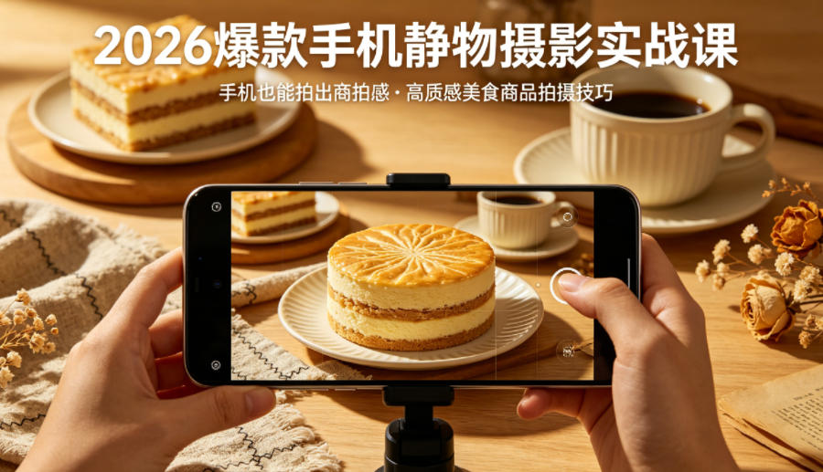 2026爆款手机静物摄影实战课，手机也能拍出商拍感，学会拍出高质感美食商品-heixxmi