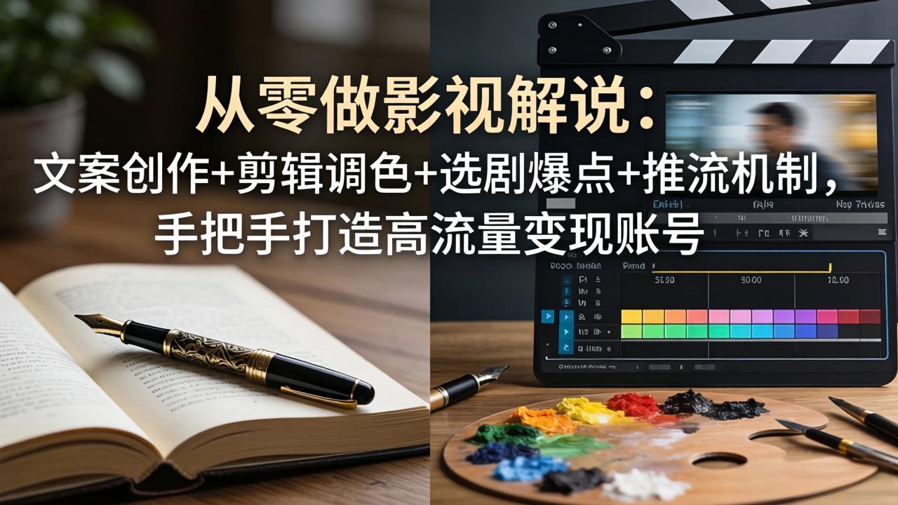 从零做影视解说：文案创作+剪辑调色+选剧爆点+推流机制，手把手打造高流量变现账号-heixxmi