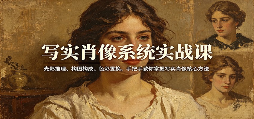 写实肖像系统实战课：光影推理、构图构成、色彩置换，手把手教你掌握写实肖像核心方法-heixxmi