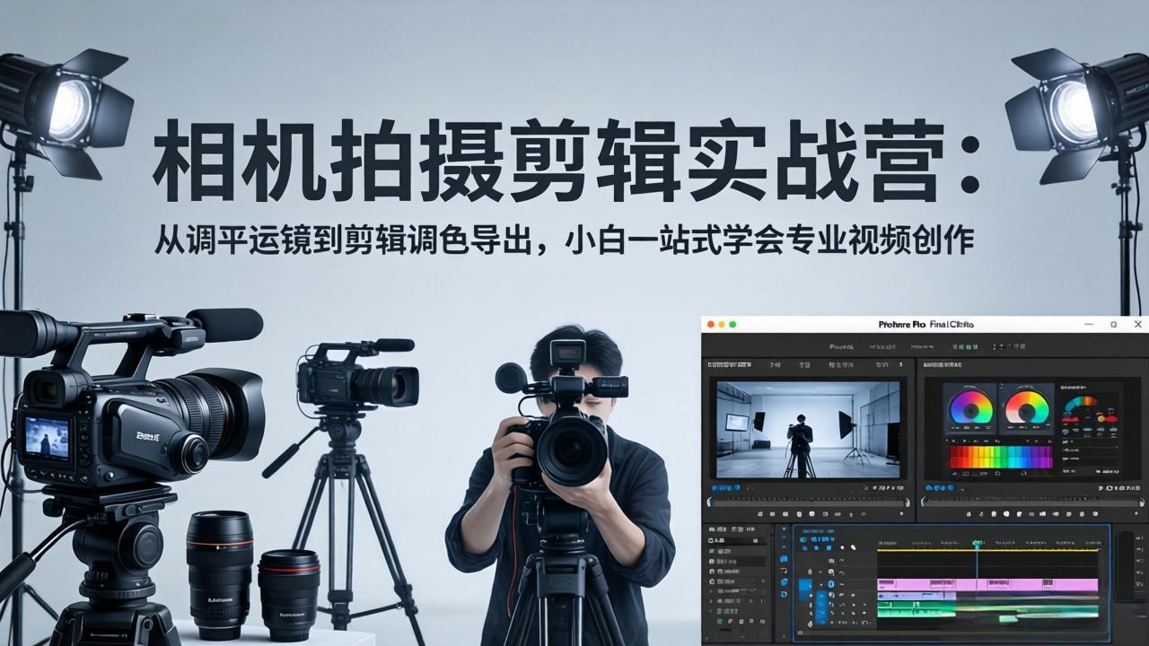 相机拍摄剪辑实战营：从调平运镜到剪辑调色导出，小白一站式学会专业视频创作-heixxmi