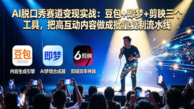 AI脱口秀赛道变现实战：豆包+即梦+剪映三个工具，把高互动内容做成批量复制流水线-heixxmi