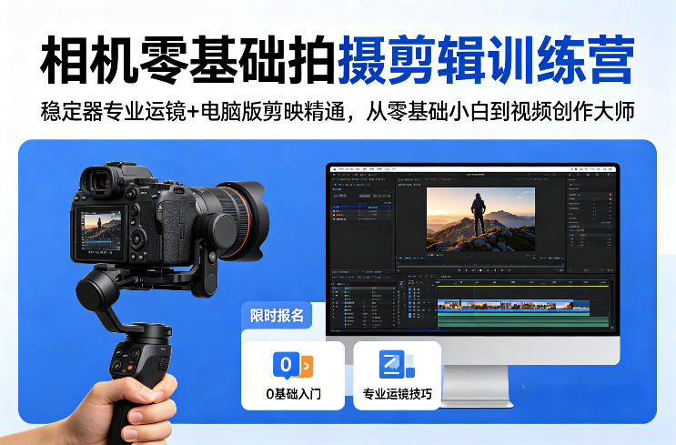 相机零基础拍摄剪辑训练营：稳定器专业运镜+电脑版剪映精通，从零基础小白到视频创作大师-heixxmi