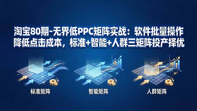 淘宝80期-无界低PPC矩阵实战：软件批量操作降低点击成本，标准+智能+人群三矩阵投产择优-heixxmi