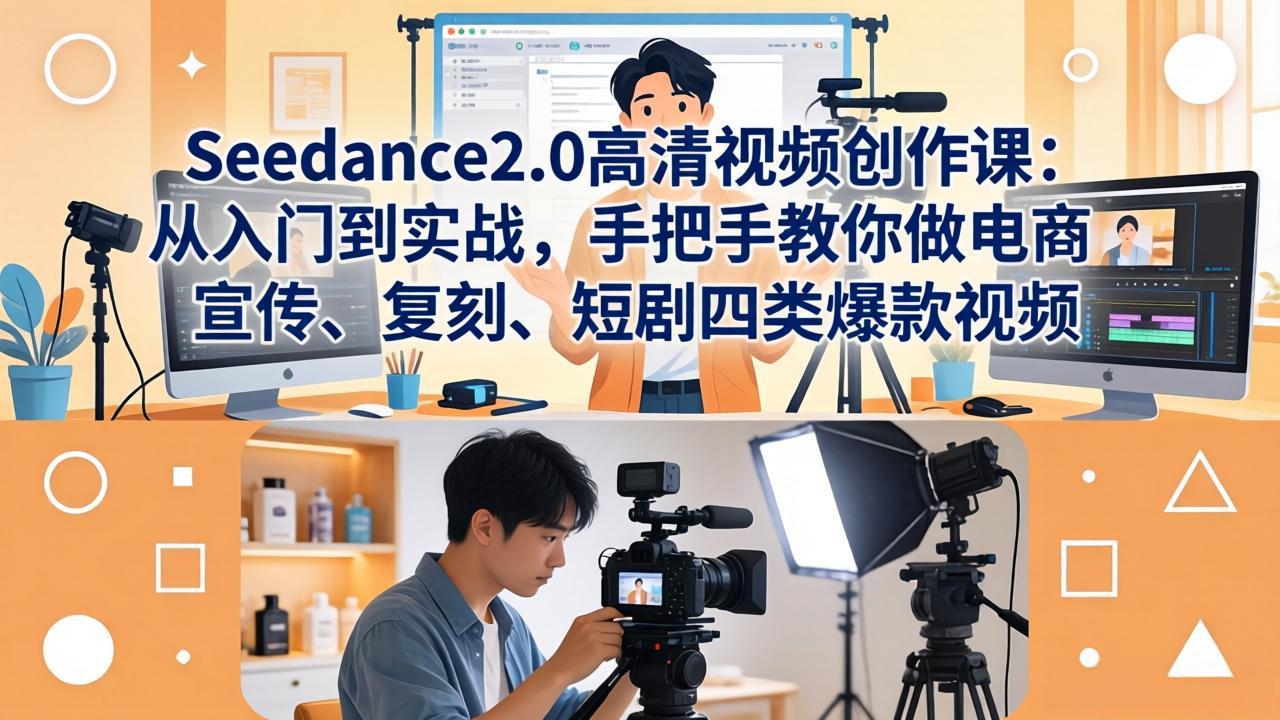Seedance2.0高清视频创作课：从入门到实战，手把手教你做电商、宣传、复刻、短剧四类爆款视频-heixxmi