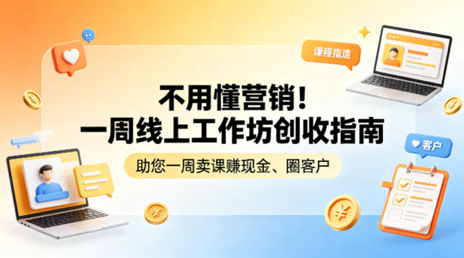 不用懂营销！一周线上工作坊创收指南，助您一周卖课賺现金、圈客户-heixxmi