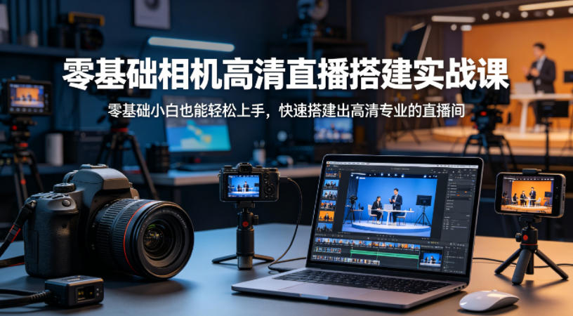 零基础相机高清直播间搭建实战课，小白也能轻松上手，快速搭建出高清专业的直播间-heixxmi