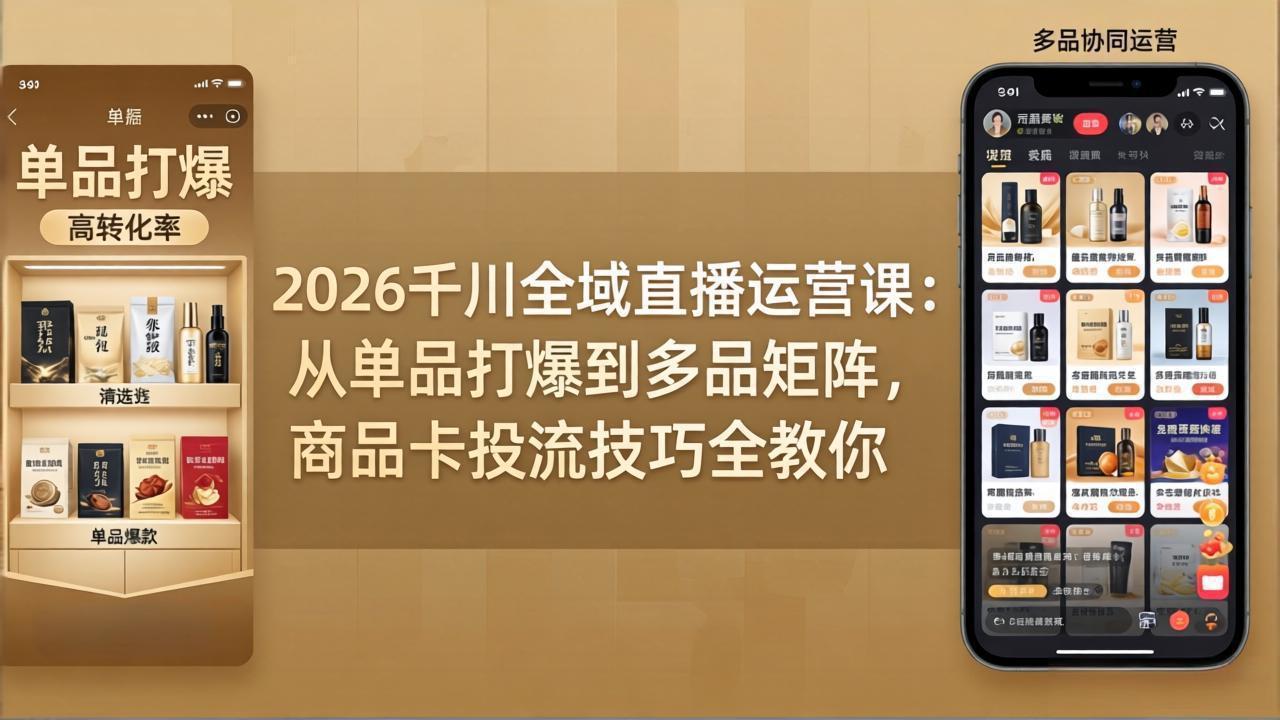2026千川全域直播运营课：从单品打爆到多品矩阵，商品卡投流技巧全教你-heixxmi