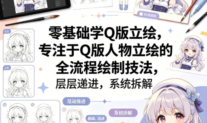 零基础学Q版立绘，专注于Q版人物立绘的全流程绘制技法，层层递进，系统拆解-heixxmi