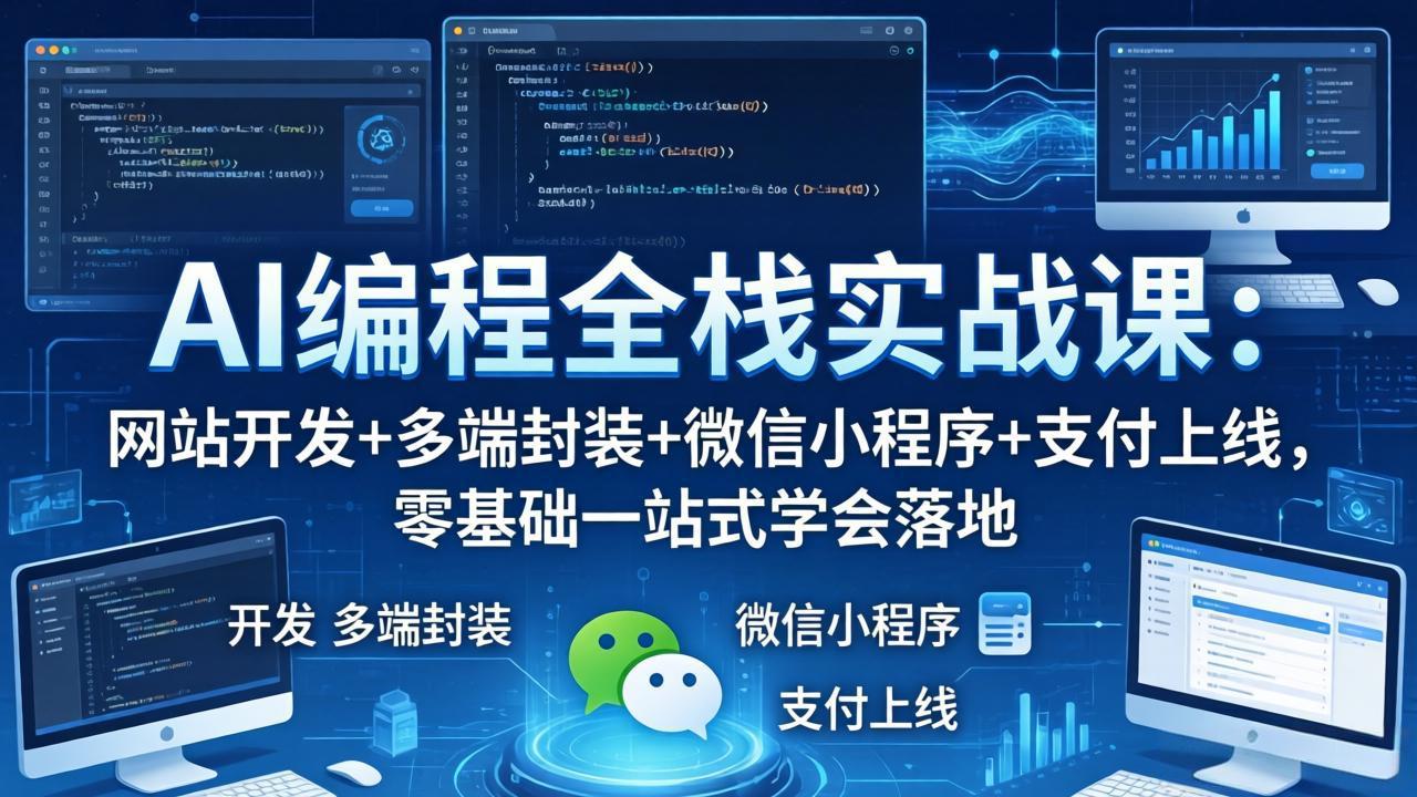 AI编程全栈实战课：网站开发+多端封装+微信小程序+支付上线，零基础一站式学会落地-heixxmi