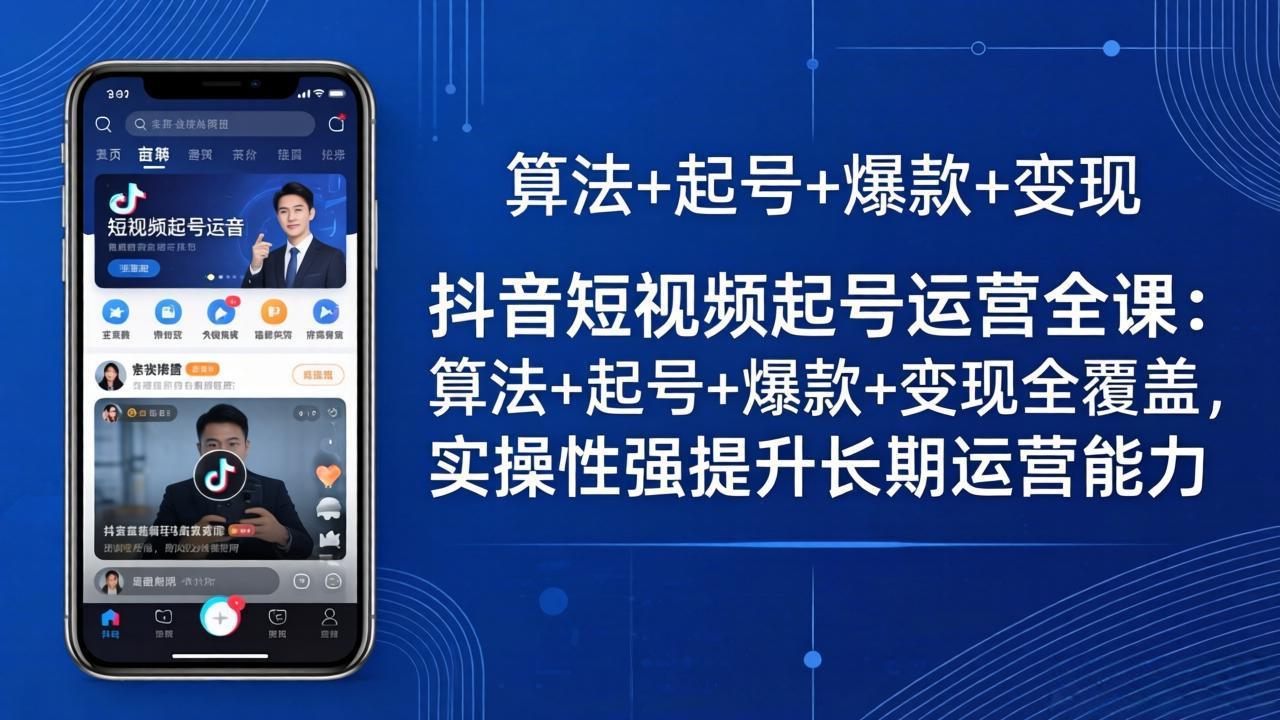 抖音短视频起号运营全课：算法+起号+爆款+变现全覆盖，实操性强提升长期运营能力-heixxmi