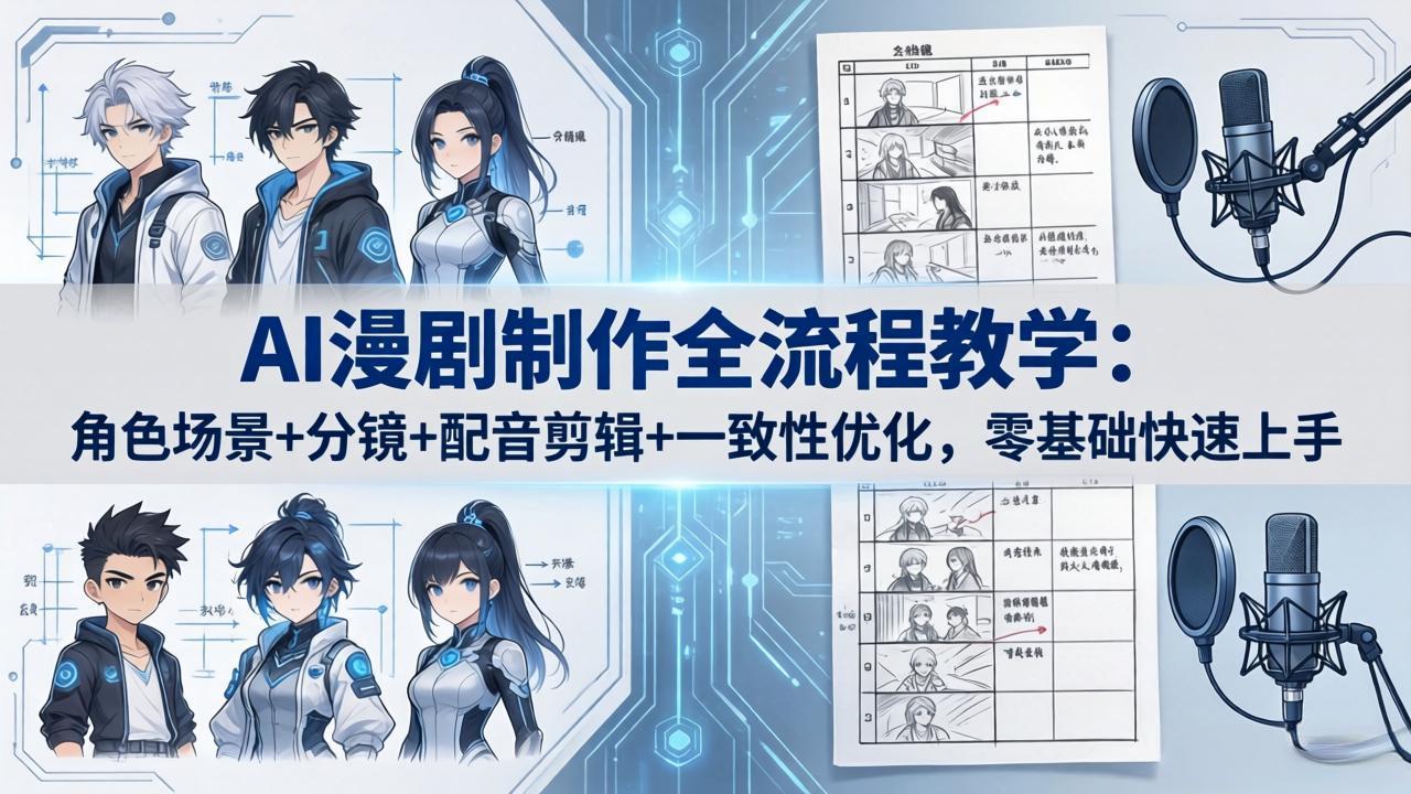 AI漫剧制作全流程教学：角色场景+分镜+配音剪辑+一致性优化，零基础快速上手-heixxmi