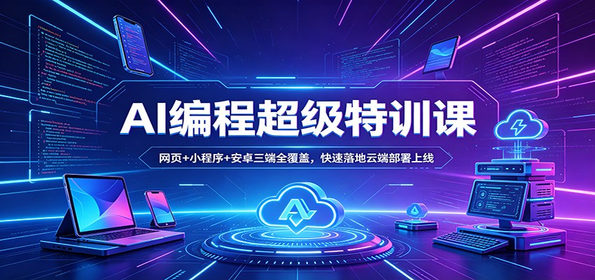 AI编程超级特训课：网页+小程序+安卓三端全覆盖，快速落地云端部署上线-heixxmi