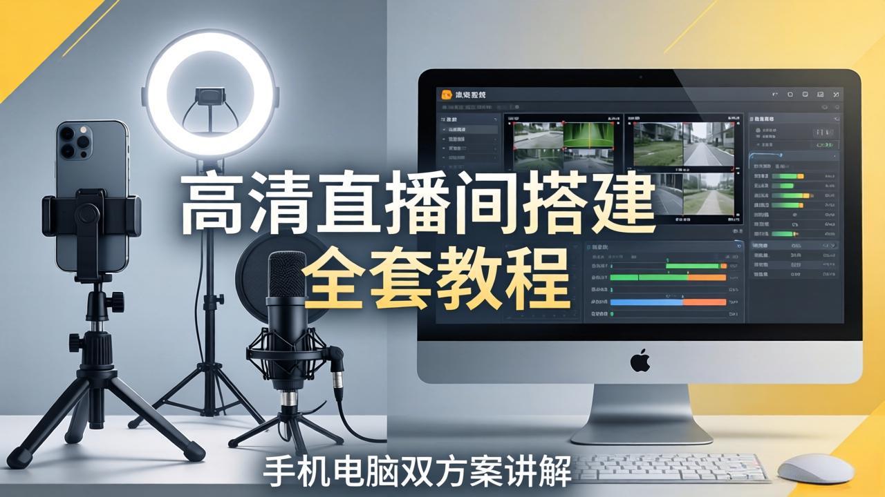 高清直播间搭建全套教程，手机电脑双方案讲解，设备选型调试多机位实操教学-heixxmi