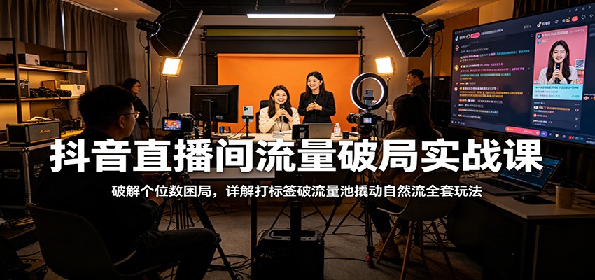抖音直播间流量破局实战课：破解个位数困局，详解打标签破流量池撬动自然流全套玩法-heixxmi