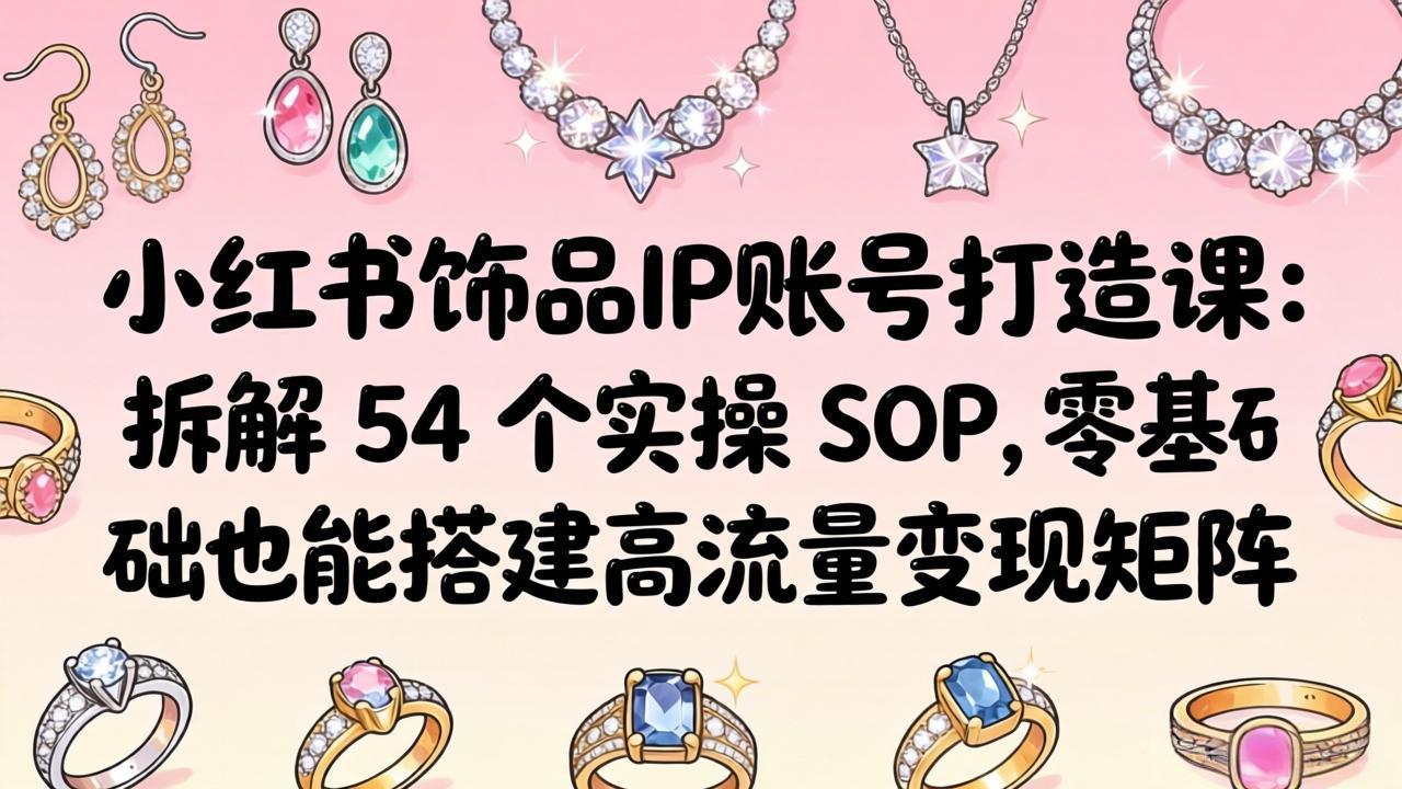 小红书饰品IP账号打造课：拆解 54 个实操 SOP，零基础也能搭建高流量变现矩阵-heixxmi