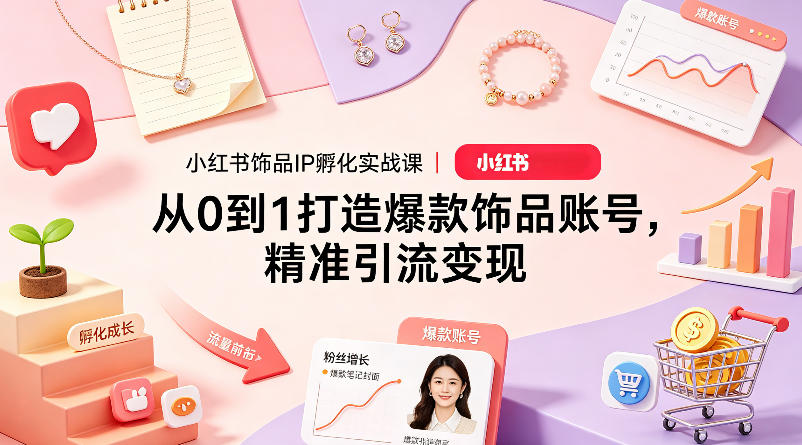 小红书饰品IP孵化实战课｜从0到1打造爆款饰品账号，精准引流变现-heixxmi