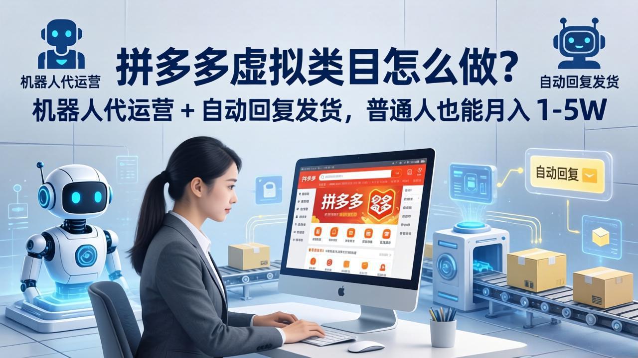 拼多多虚拟类目怎么做？机器人代运营 + 自动回复发货，普通人也能月入 1-5W-heixxmi