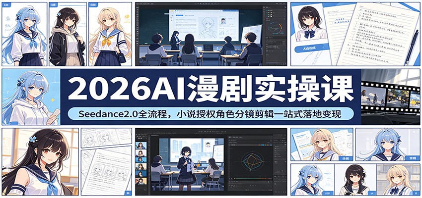 2026AI漫剧实操课：Seedance2.0全流程，小说授权角色分镜剪辑一站式落地变现-heixxmi