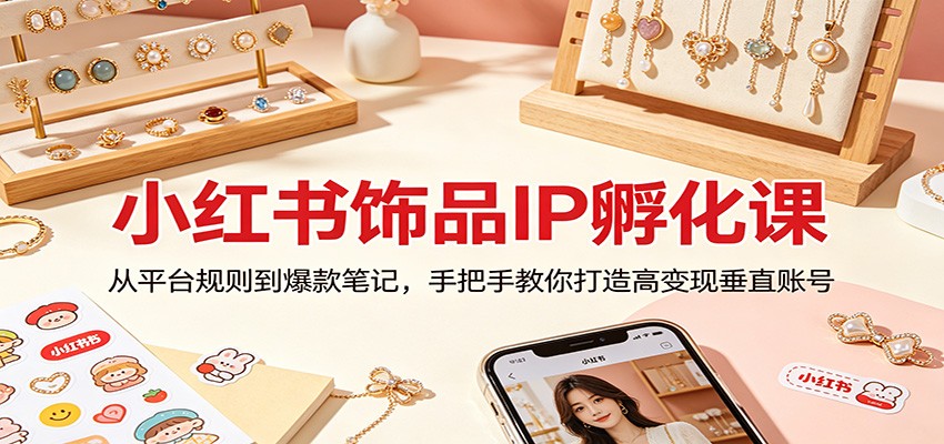 小红书饰品IP孵化课：从平台规则到爆款笔记，手把手教你打造高变现垂直账号-heixxmi